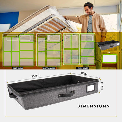 HOMELUX THEORY 2pc Low Profile Under Bed Storage Containers, Thin Under Couch Storage Organizer