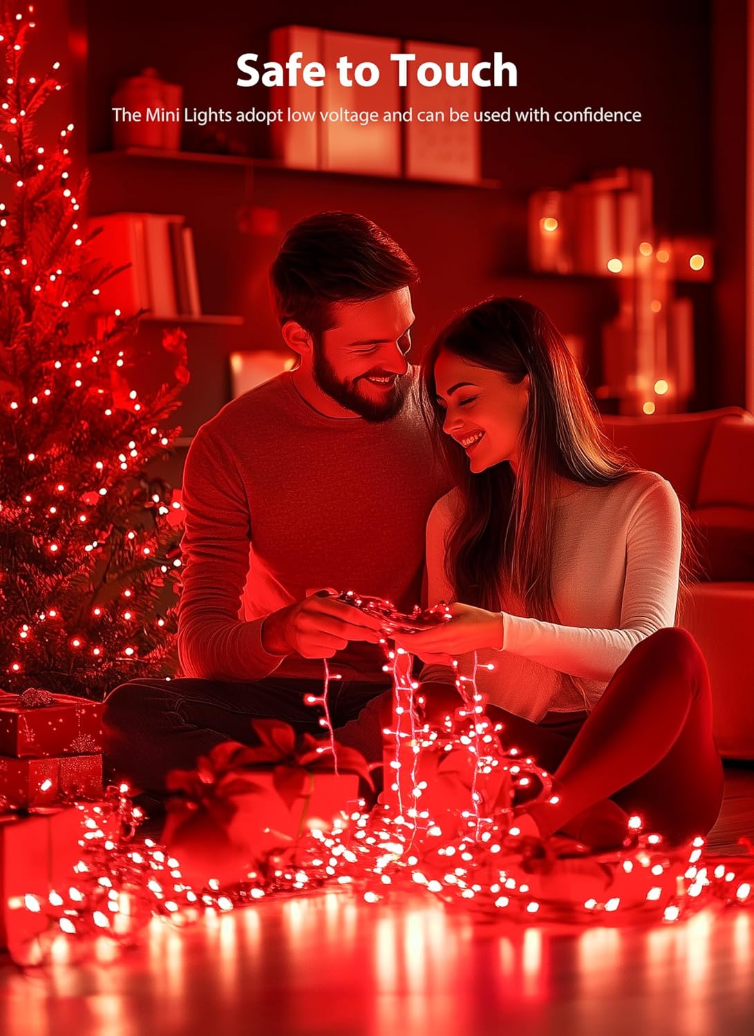 Red Christmas Mini Lights, 39Feet 100 LED Red String Lights with 8 Lighting Modes, Connectable
