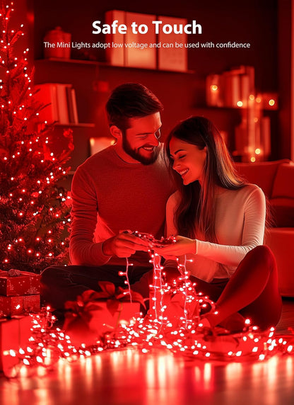 Red Christmas Mini Lights, 39Feet 100 LED Red String Lights with 8 Lighting Modes, Connectable