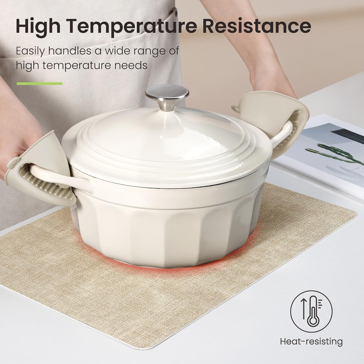 Faux Leather Dual Sided Placemats Set of 4, Square Non-Slip Heat Resistant Placemats with Coaster