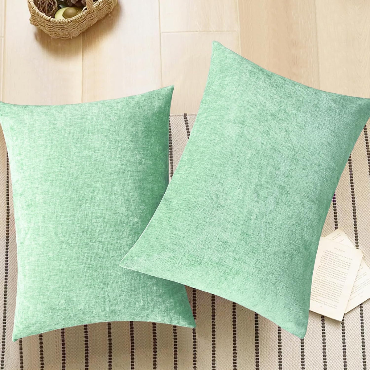 CaliTime Throw Pillow Covers Decorative 20 X 26 Inches Pack of 2 Cozy Chenille Standard Pillow