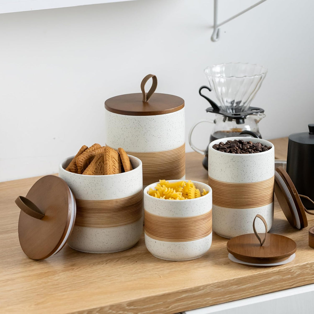 Large Storage Containers with Lids, Ceramic Coffee Container Kitchen Food Storage Jars for Spice
