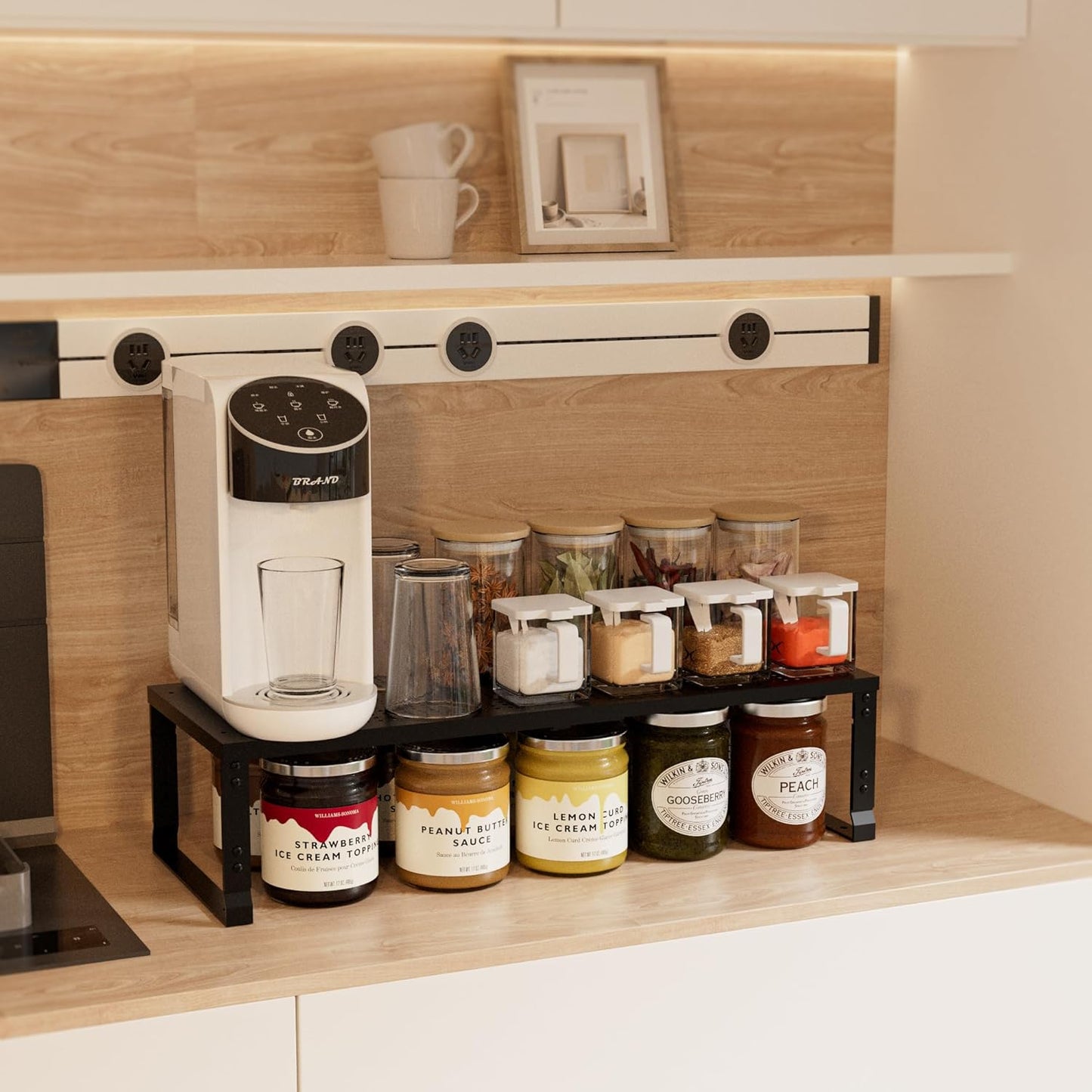 Expandable Spice Rack,Stackable Storage for Cabinet, Multi-Functional Kitchen
