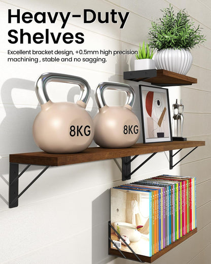 BAYKA Floating Shelves for Wall, Book Shelf for Bedroom, Wall Decor Shelves for Living Room