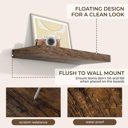 RICHFOCUS 24Inch Floating Shelves for Wall 2 Pack Shelves for Bedroom|Kitchen|Bathroom Wall Mounted