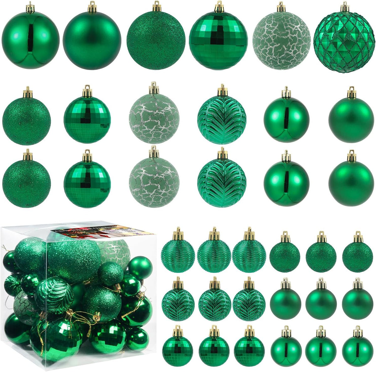 LANGXUN 36pcs Emerald Green Christmas Tree Decorations Balls, Bolas De Navidad, 2025 Christmas