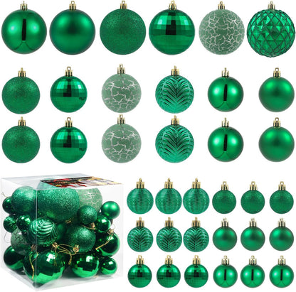 LANGXUN 36pcs Emerald Green Christmas Tree Decorations Balls, Bolas De Navidad, 2025 Christmas