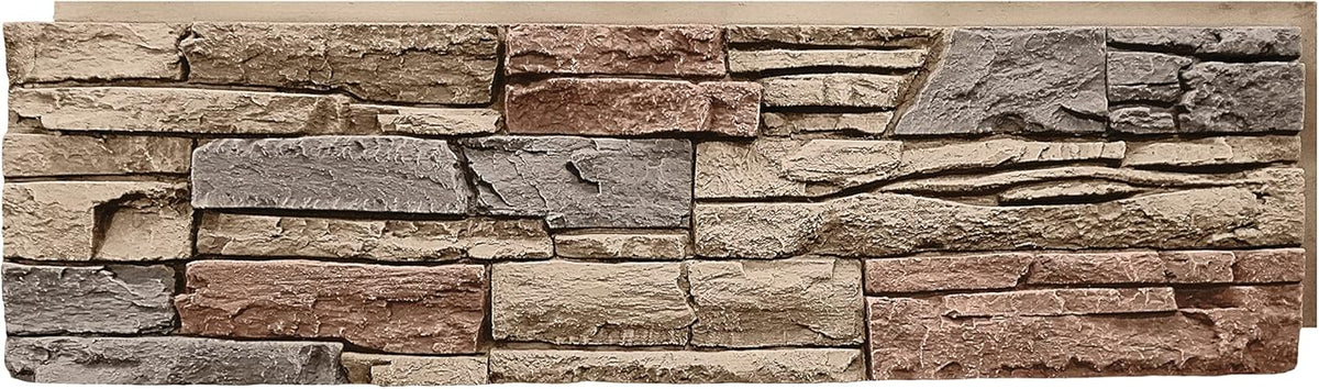 GenStone Faux Stacked Stone Panel 41" x 11.25" in Desert Sunrise Color for Do It Yourself Friendly