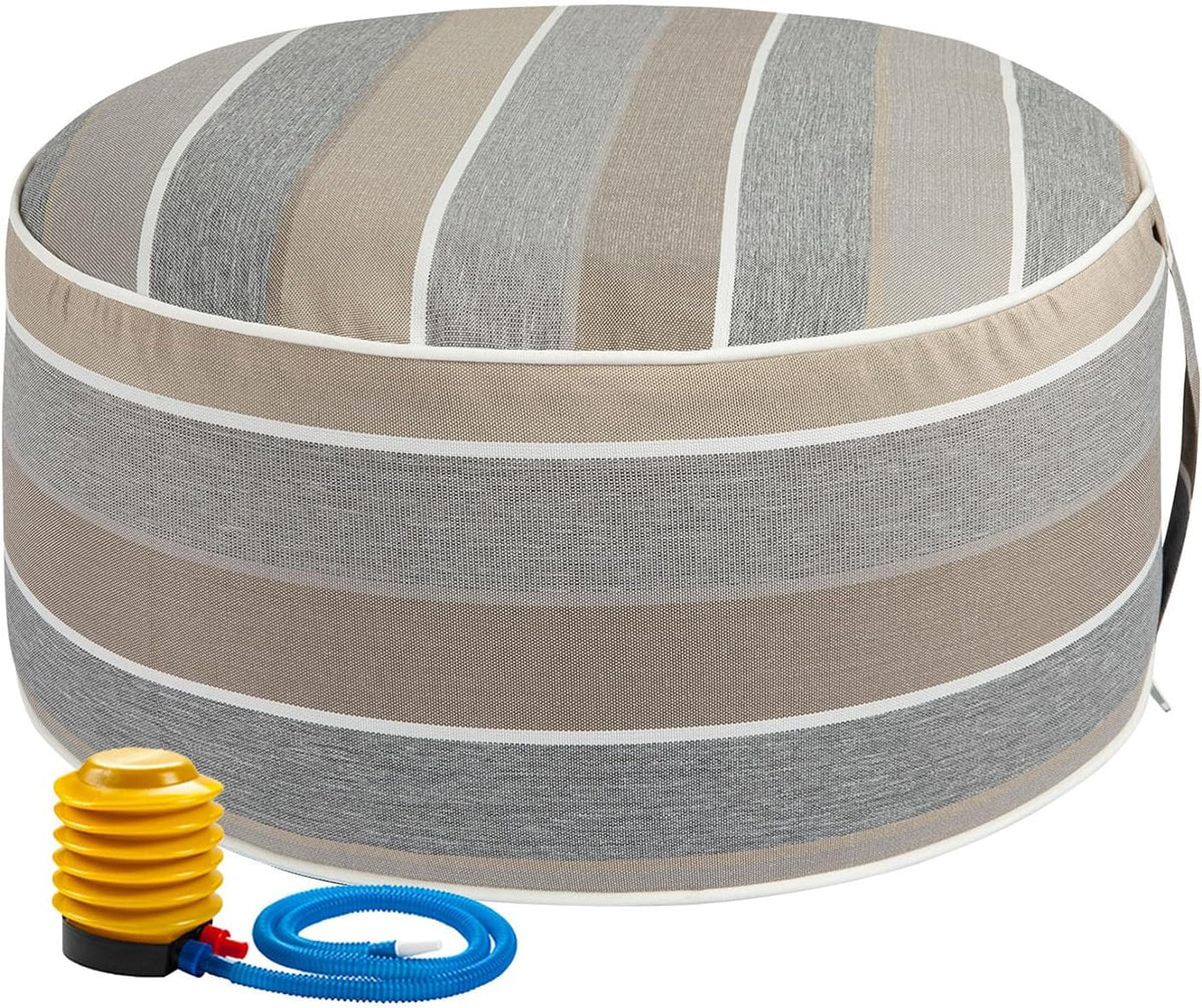 FUNHOME Inflatable Outdoor Ottoman with Air Pump,20"x9" Portable Patio Pouf,Water