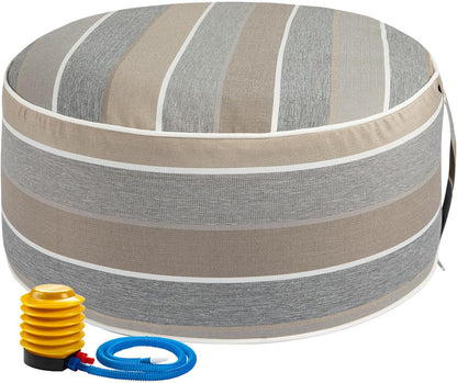 FUNHOME Inflatable Outdoor Ottoman with Air Pump,20"x9" Portable Patio Pouf,Water