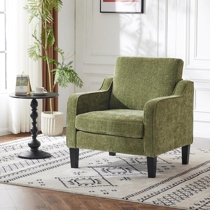 VINGLI Accent Chair for Living Room Chairs Olive Green Reading Chair for Bedroom Scooped Arm Chair