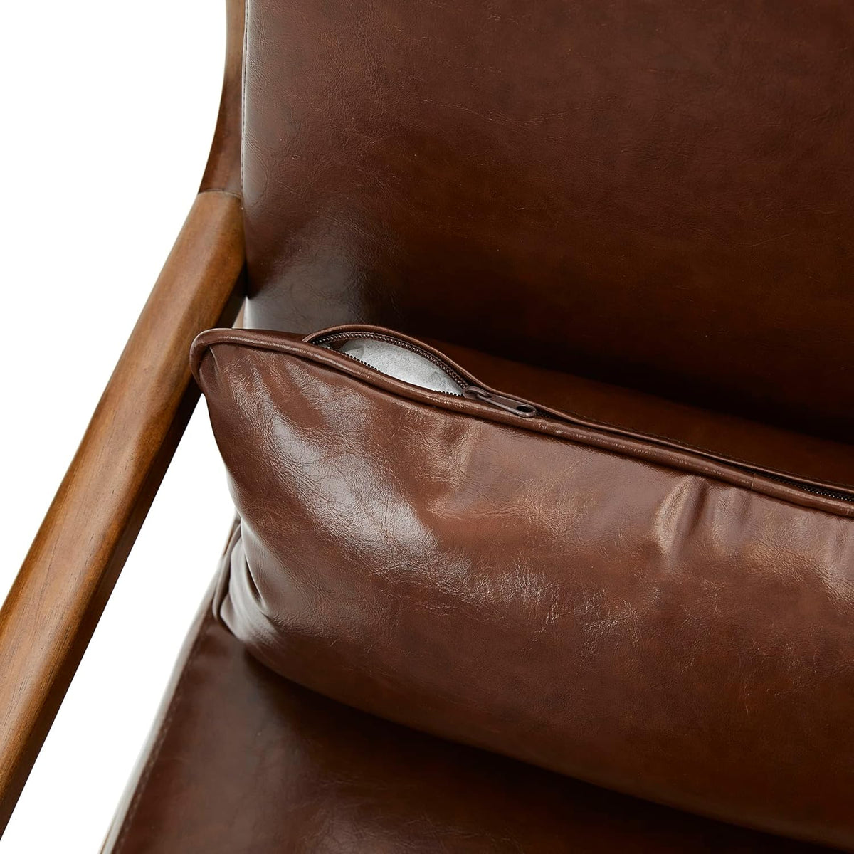Glitzhome 2 Set Mid Century Coffee Accent Armchair, Single Reading Armchair PU Leather Lounge Chair