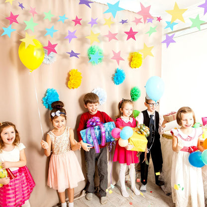 Patelai Glitter Star Garland Banner Decor 130 Feet Star Hanging Bunting Banner Twinkle Backdrop for