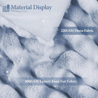 Touchat Luxury 1000GSM Faux Rabbit Fur Throw Blanket, Super Heavy Warm Cozy Grey Blankets for Couch