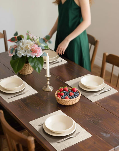 Leetaltree Beige Placemats Set of 12 - Heat Resistant Non-Slip Place mats for Dining Table