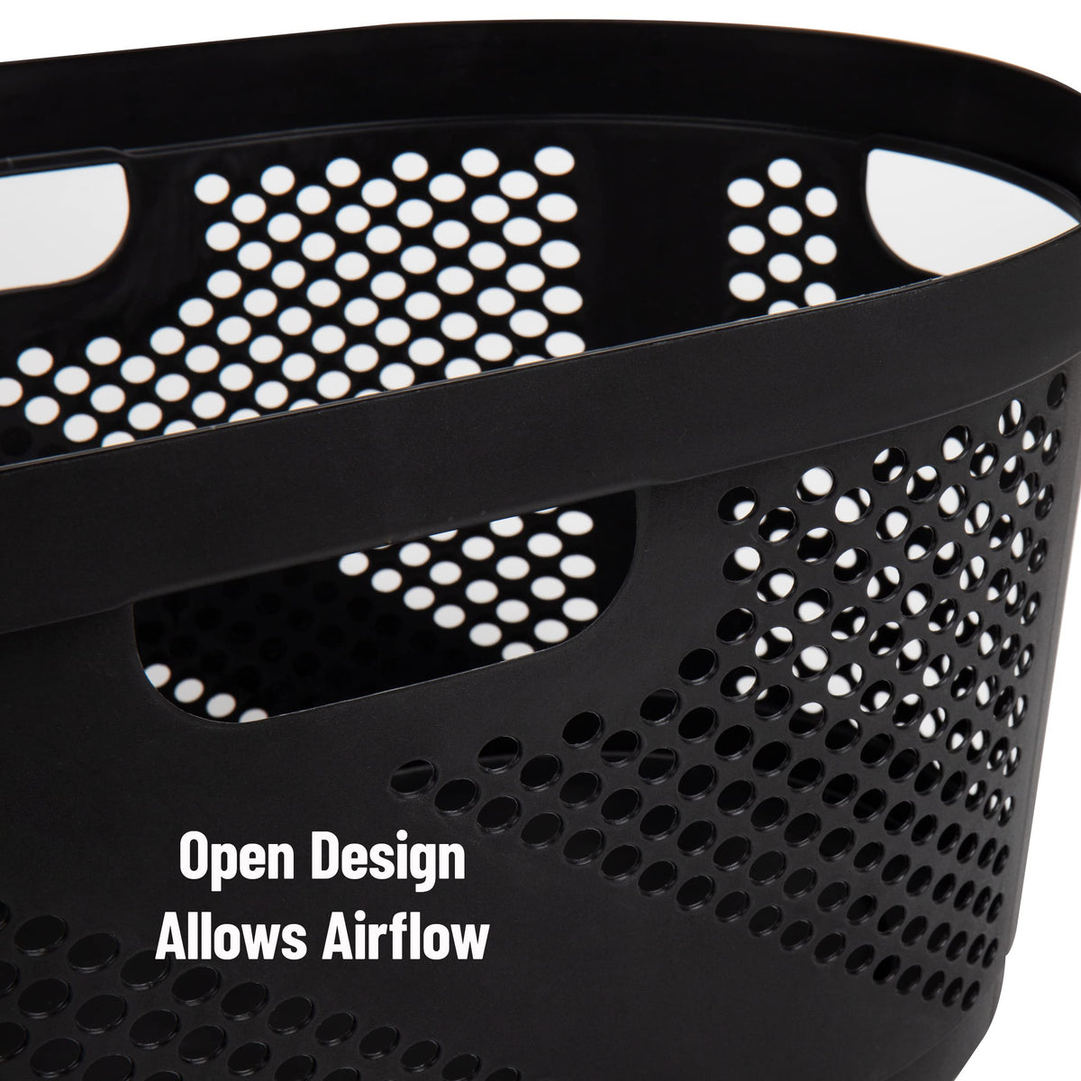 Mind Reader 40L Ventilated Laundry Baskets, Lightweight Clothes Hamper with Cutout Handles for