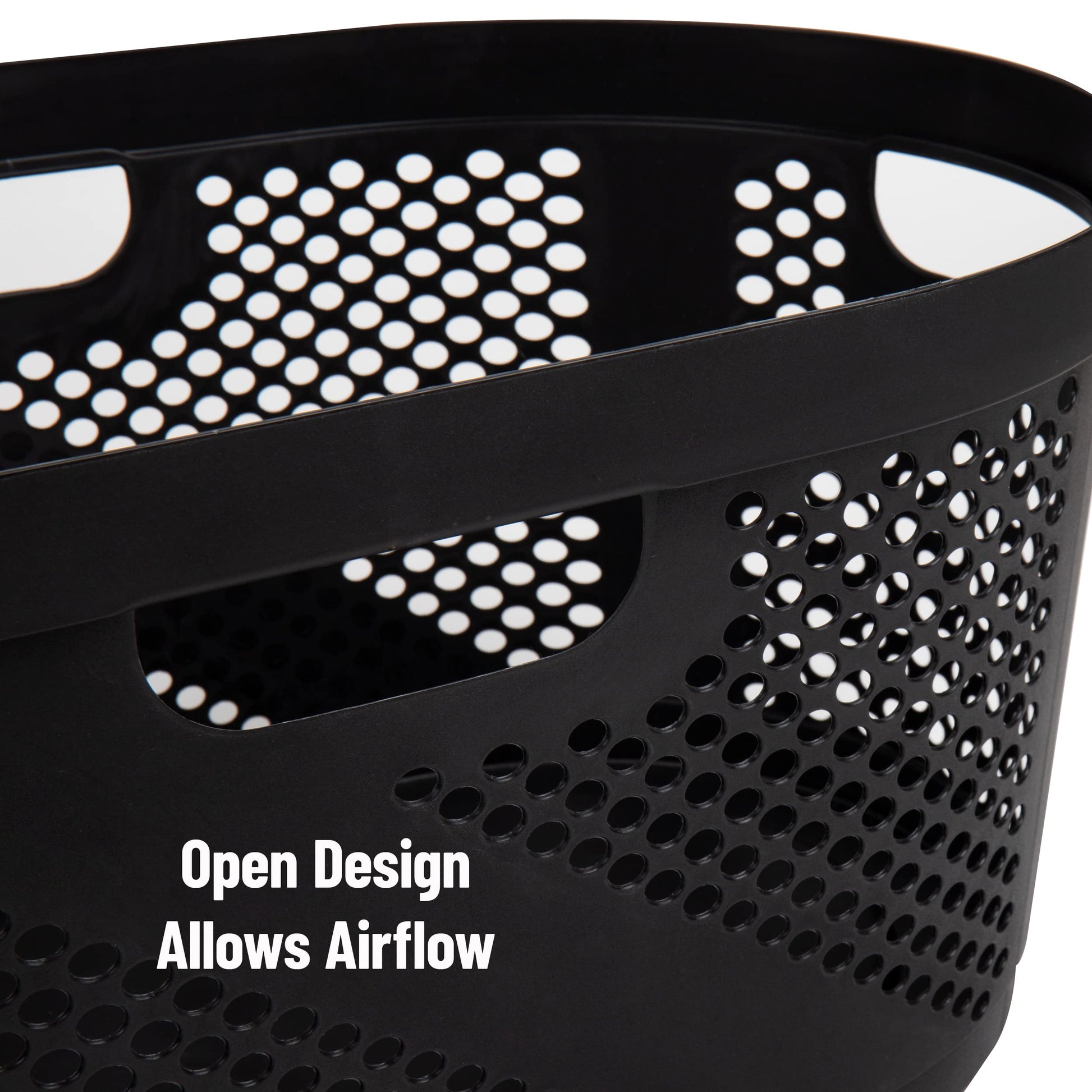 Mind Reader 40L Ventilated Laundry Baskets, Lightweight Clothes Hamper with Cutout Handles for