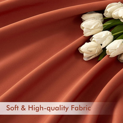MIULEE Back Tab Burnt Orange Blackout Curtains 96 Inch Long 2 Panels Set for Bedroom, Fall