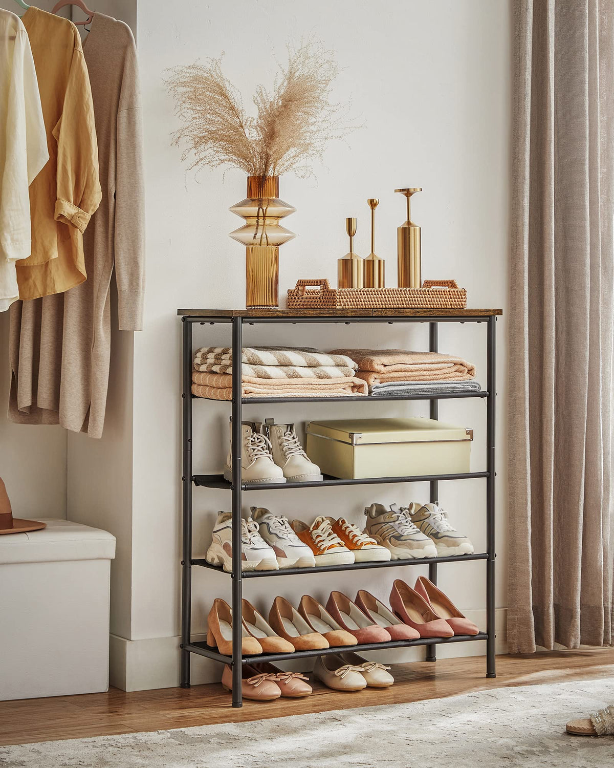 VASAGLE Shoe Rack, 5-Tier Shoe Storage Organizer for Entryway and Closet, Holds 12-16 Pairs of