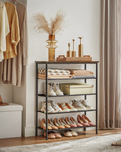 VASAGLE Shoe Rack, 5-Tier Shoe Storage Organizer for Entryway and Closet, Holds 12-16 Pairs of