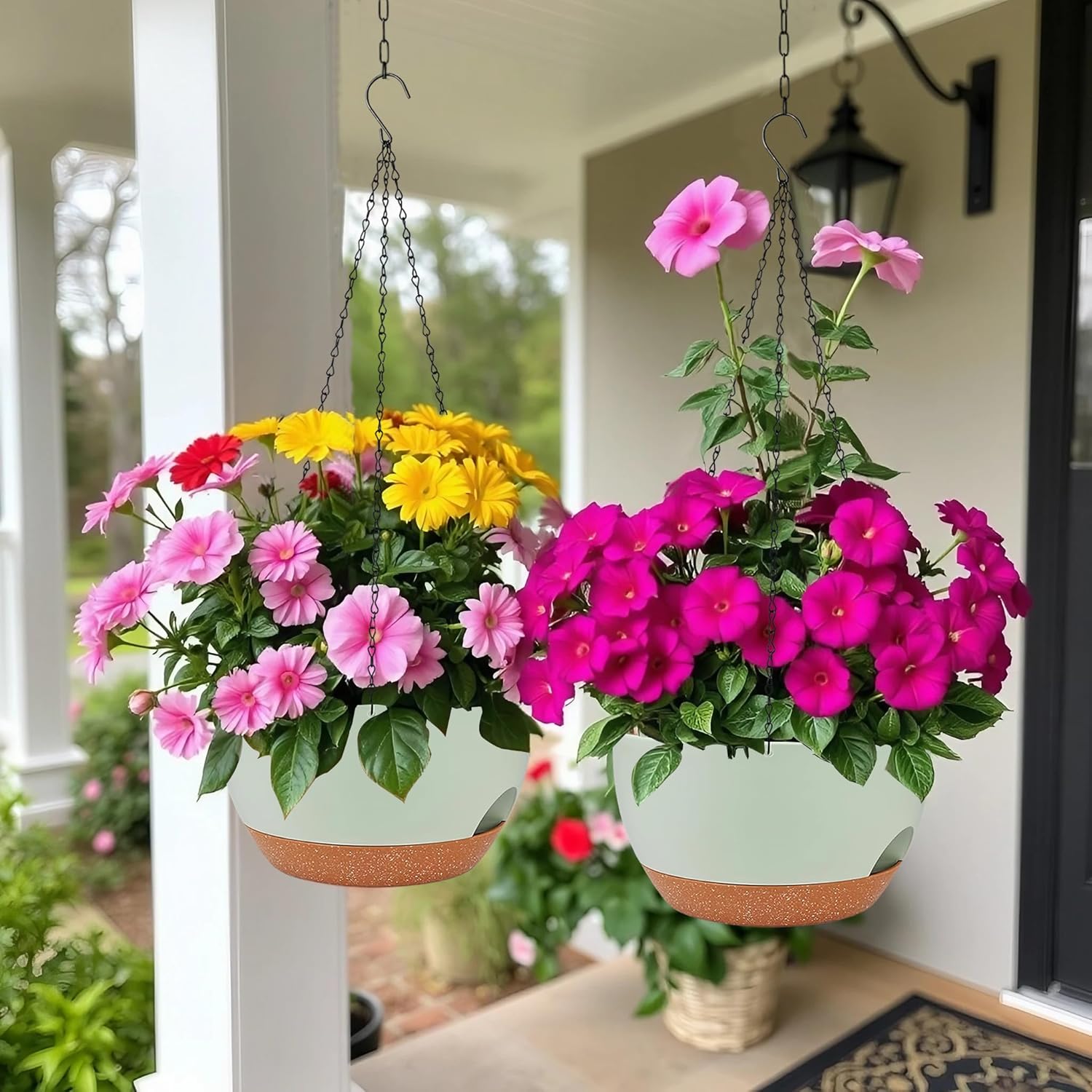 2 Pack Hanging Planters for Indoor Outdoor Plants, 12 Inch Self Watering Hanging Pot with Drainage