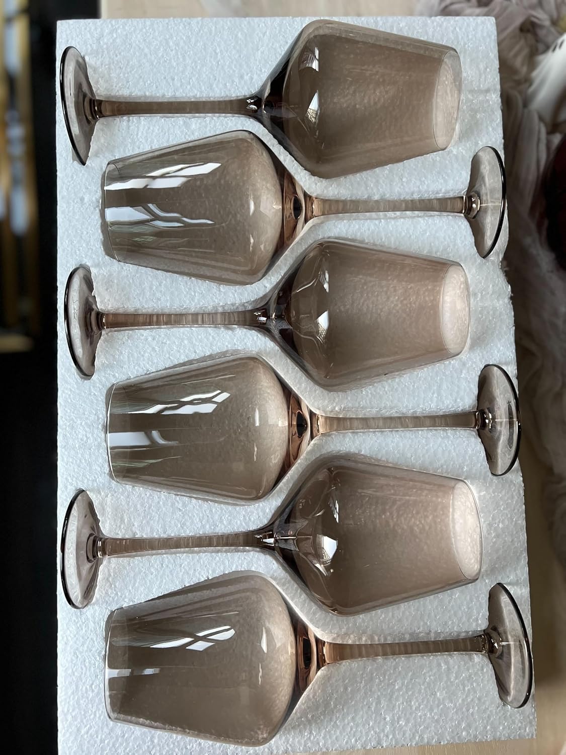 Saludi Original Smokey Sand Wine Glasses, 16.5oz (Set of 6) Stemmed Single Color Smoky Amber Brown