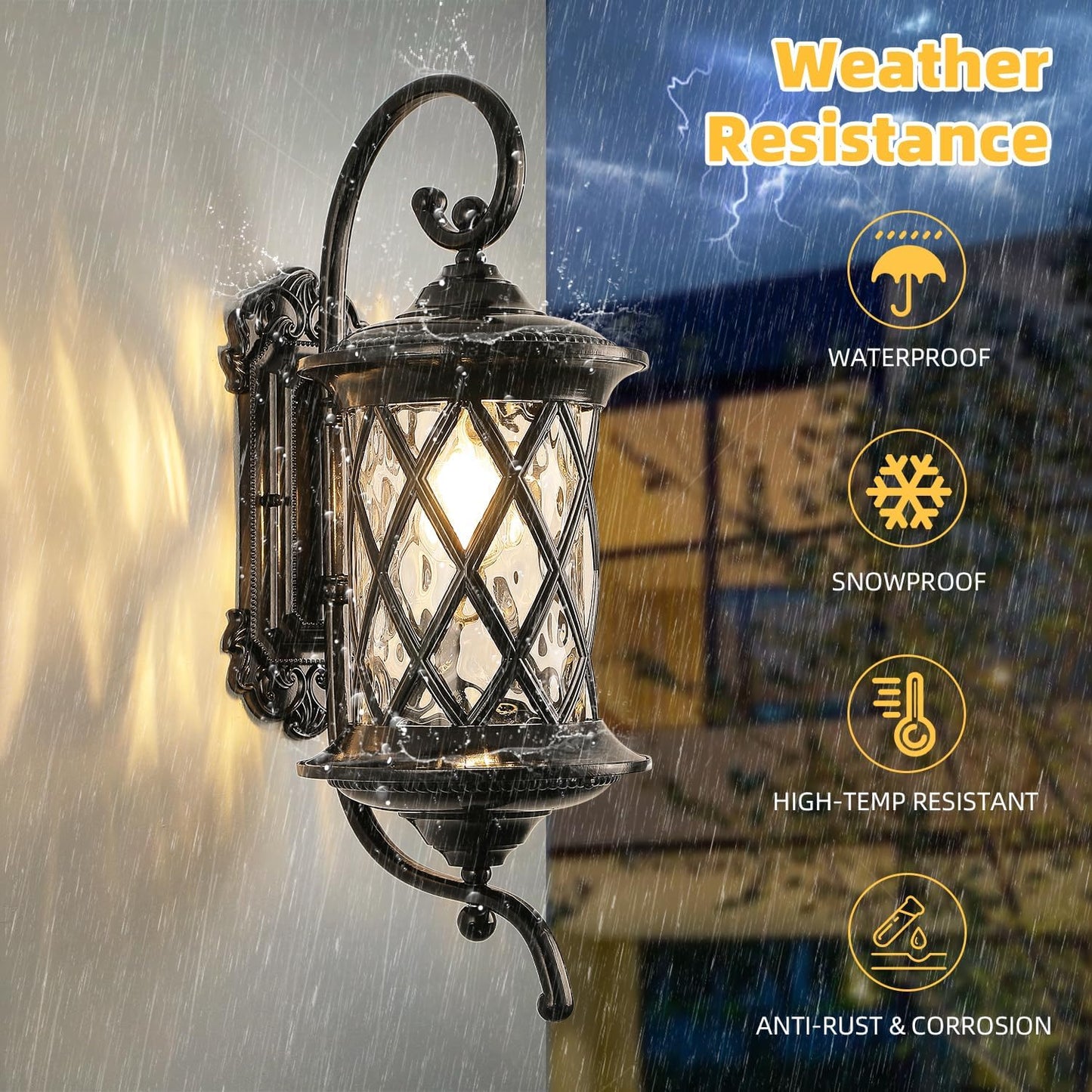 Retro Large Outdoor Wall Lanterns 24" Exterior Light Fixtures Coach Light Waterproof Aluminium with