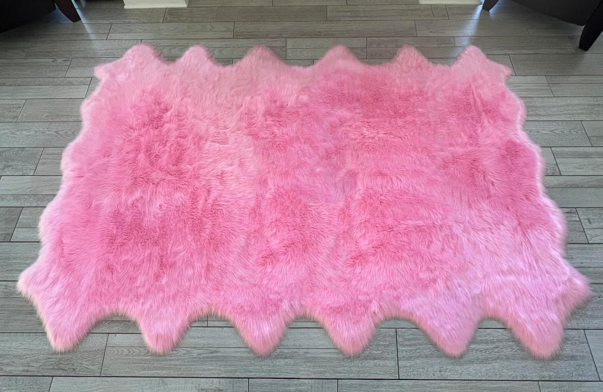 LAMBZY Faux Sheepskin Super Soft Hypoallergenic Free Shape Silky Shag Rug, Luxury Shaggy Plush