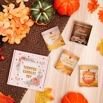 4 Pack Scented Fall Candles Set, 36oz Aromatherapy Soy Wax Candles for Home Scented, Halloween