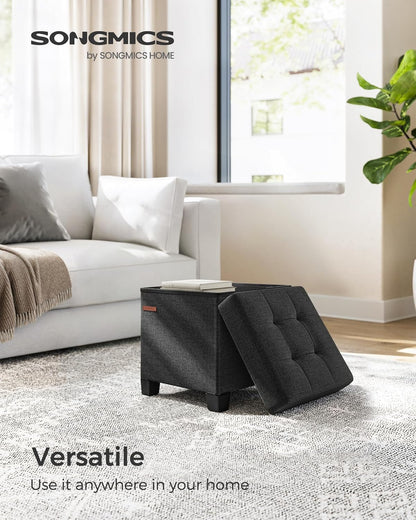 SONGMICS Storage Ottoman, Small Ottoman Foot Rest with Legs, 15 x 15 x 15.7 Inches Foot Stool, Load