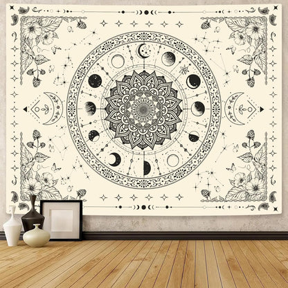 Lunerfex Mandala Moon Tapestry Boho Tapestry for Bedroom Black and White Tapestries Wall Hanging