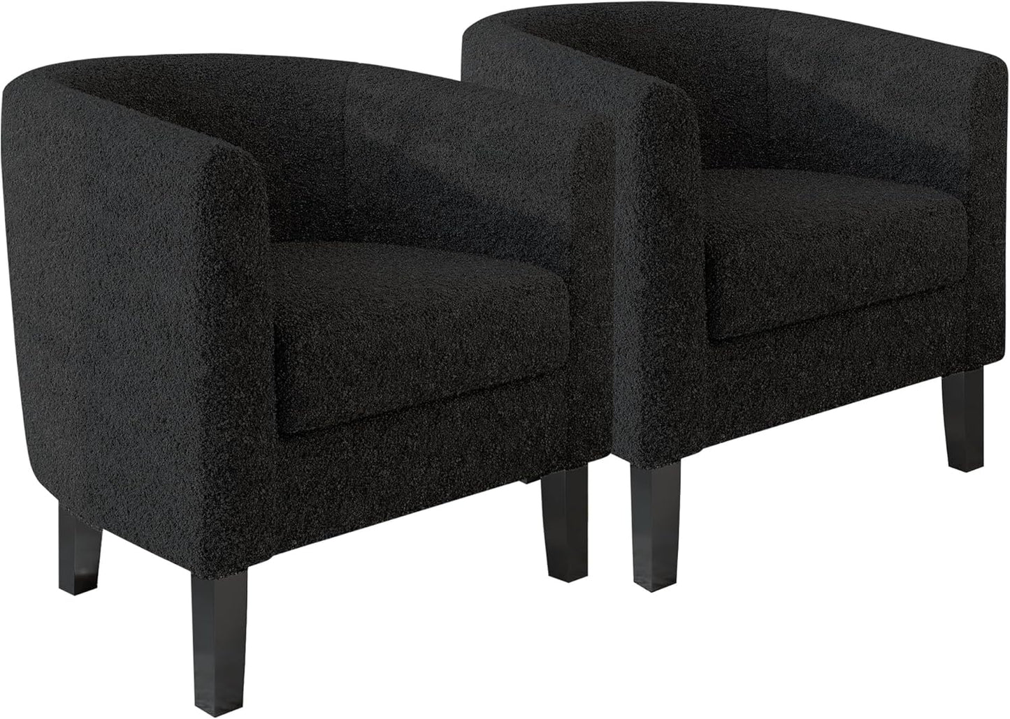 BELLEZE Living Room Chairs Set of 2, Teddy Polyester Accent Barrel Chairs, Club Tub Sofa Chairs for