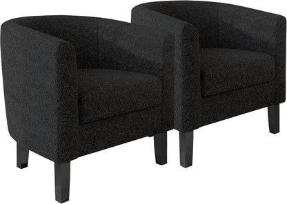 BELLEZE Living Room Chairs Set of 2, Teddy Polyester Accent Barrel Chairs, Club Tub Sofa Chairs for
