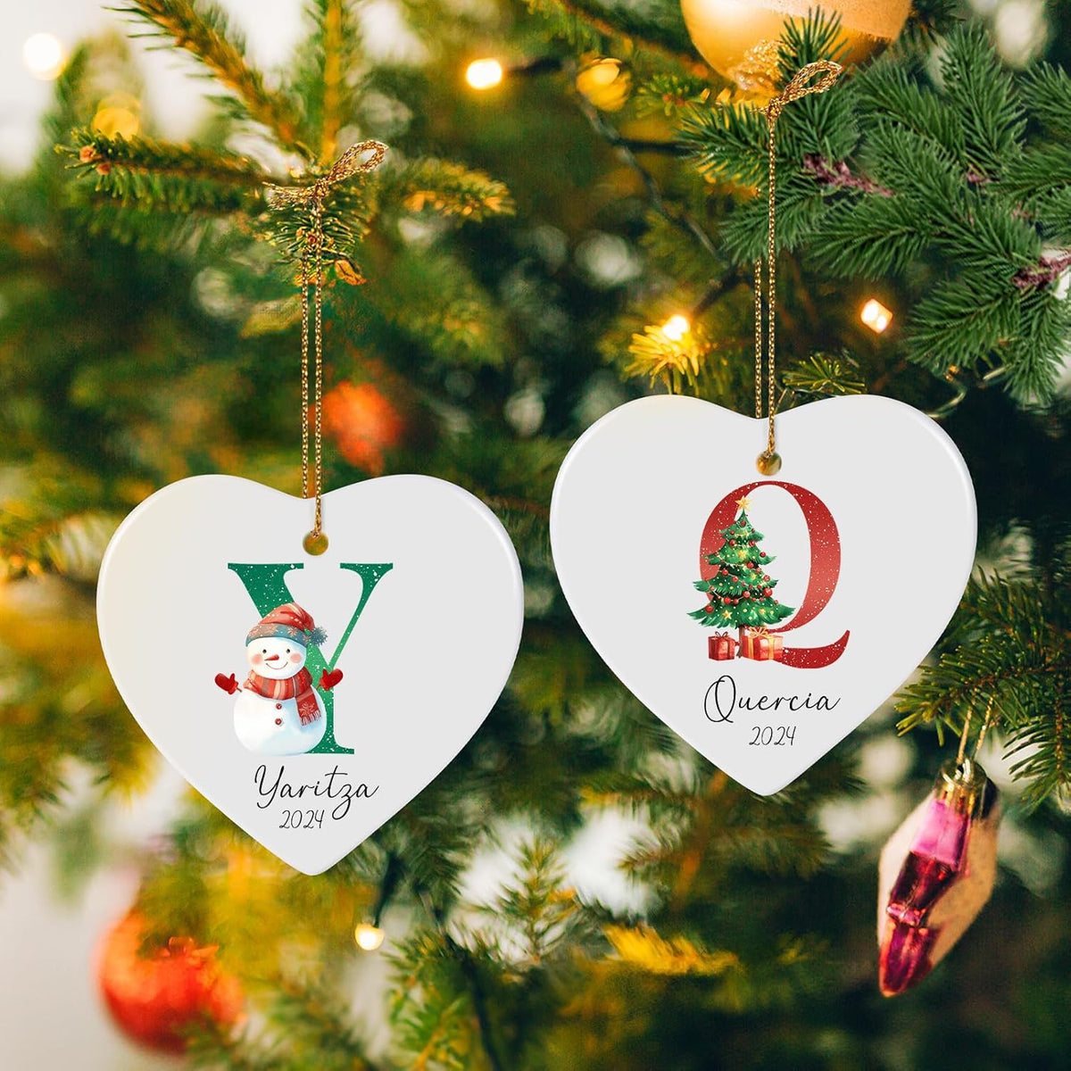 Name Ornaments for Christmas Tree, Personalized Christmas Ornaments, Custom Initial A-Z Monogram