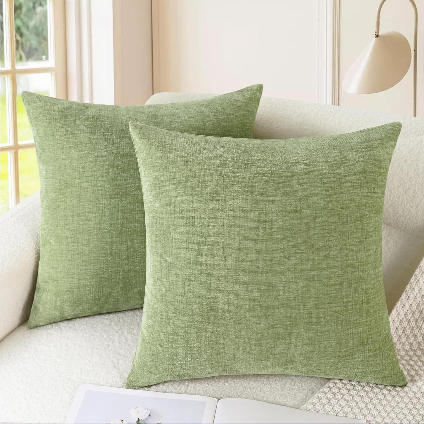 CaliTime Throw Pillow Covers Decorative 20 X 20 Inches Pack of 2 Cozy Chenille Cushion Cases for