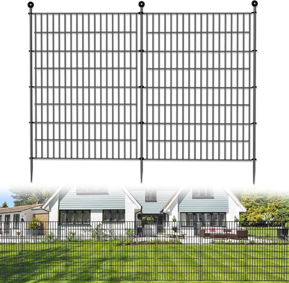 5 Panels No Dig Decorative Outdoor Garden Fence for Yard, 40 in(H) X 11.8 ft(L) Animal Barrier