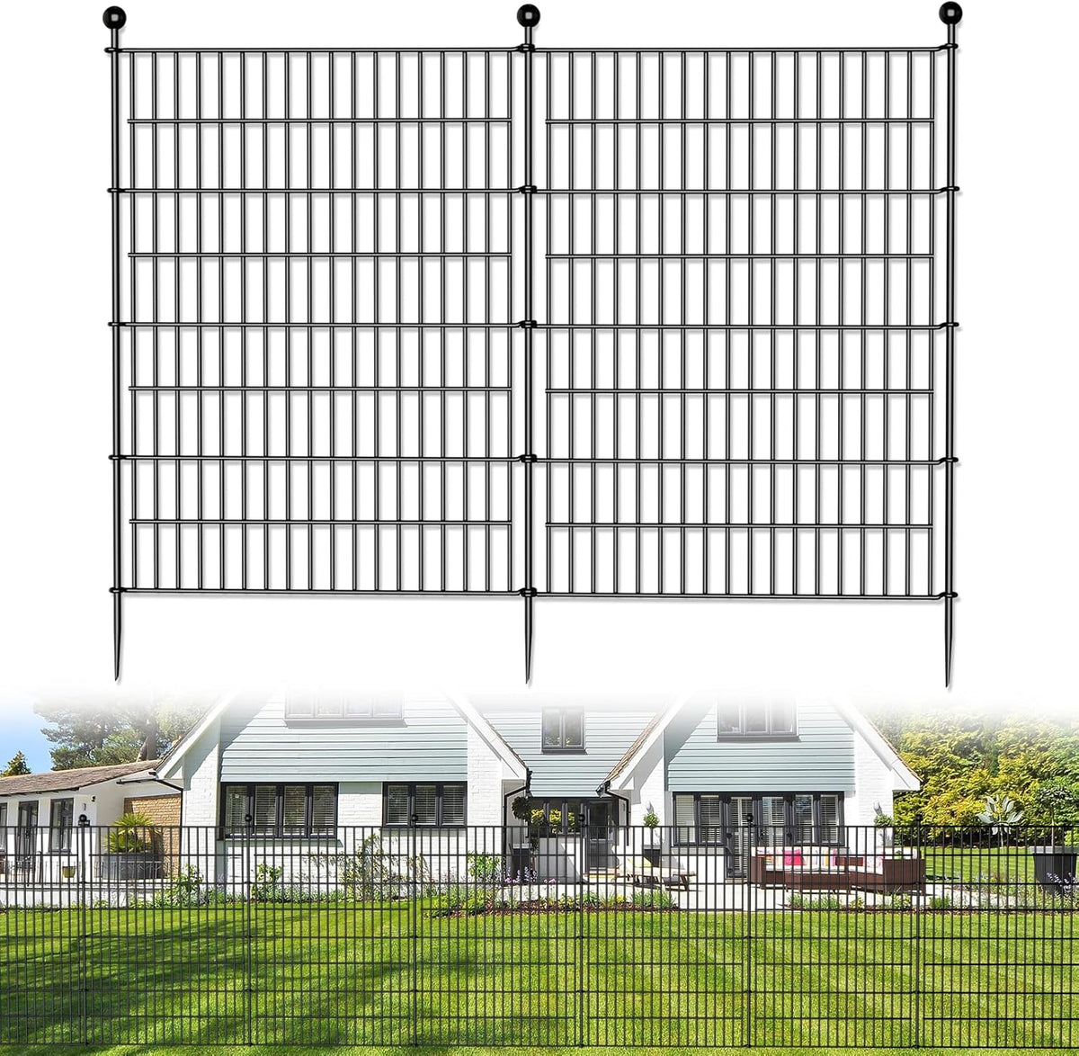 10 Panels No Dig Decorative Outdoor Garden Fence for Yard, 40 in(H) X 23.6 ft(L) Animal Barrier