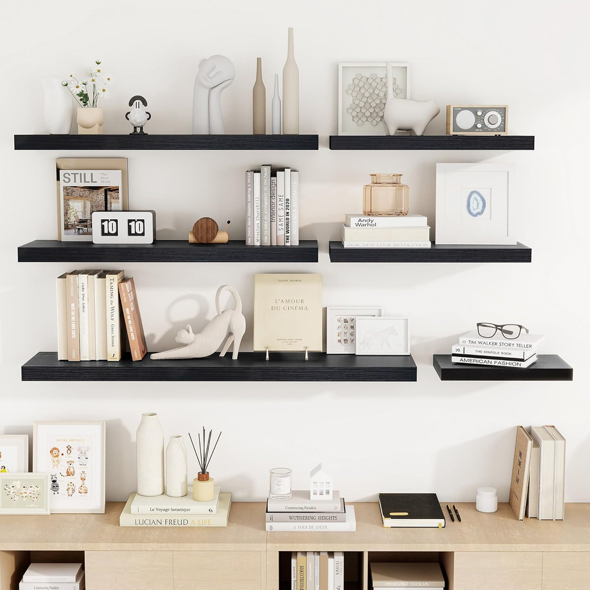 55 Inch Floating Shelves, 55"x9.25"x1.5" Inch Deep Floating Shelves for Wall, Wooden Shelves for