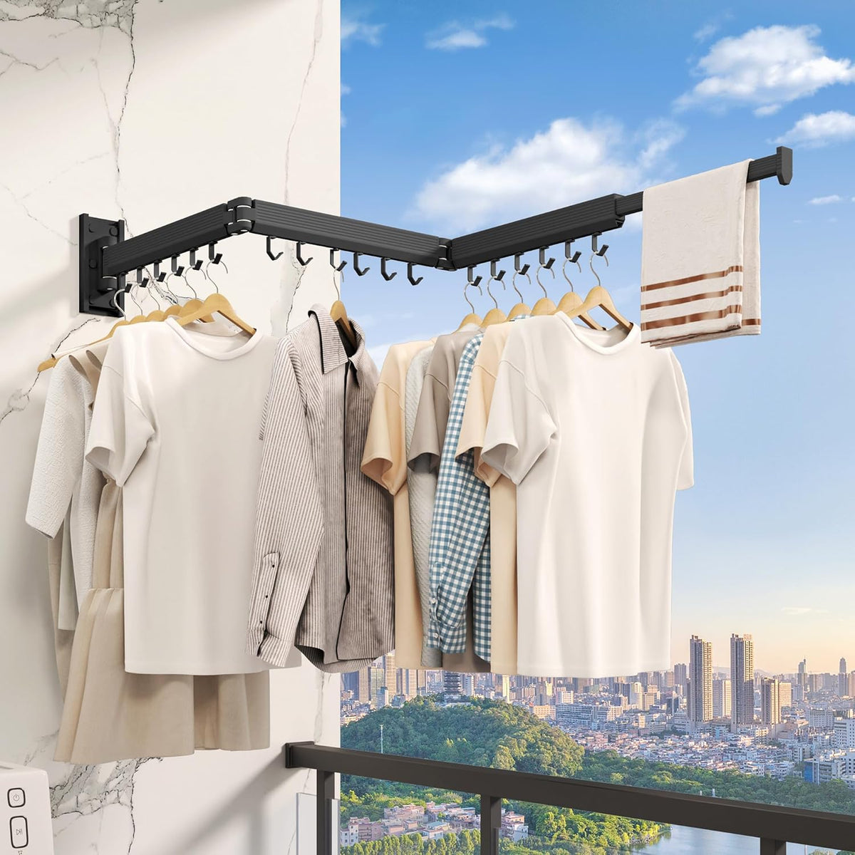 Wall Mounted Clothes Drying Rack, Collapsible Laundry Drying Rack, Retractable Foldable Drying Rack