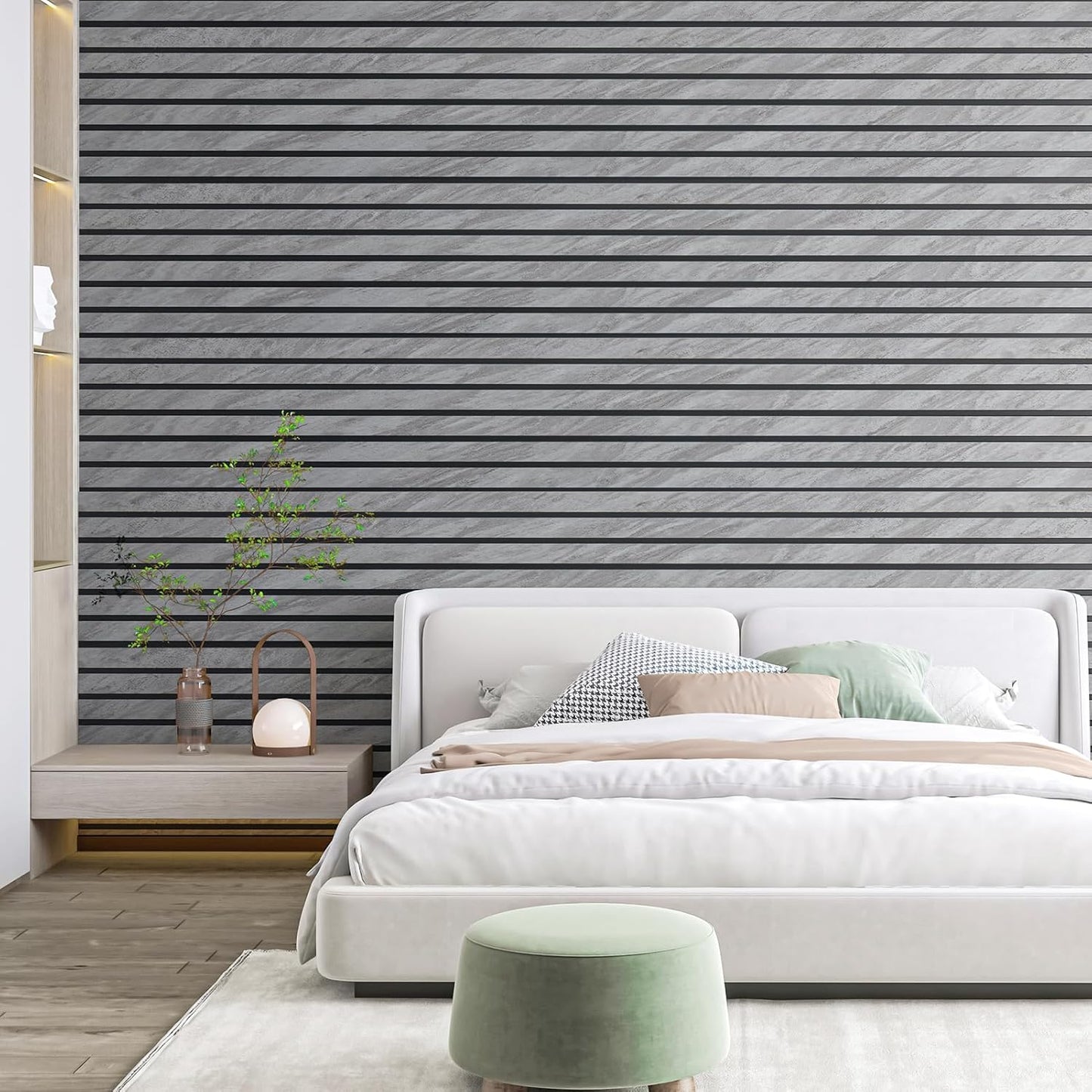 Art3d 4-Pack Glue-On Six-Grid Wainscoting Panel for Interior Wall Decor - 104 x 12 Inch Polystyrene