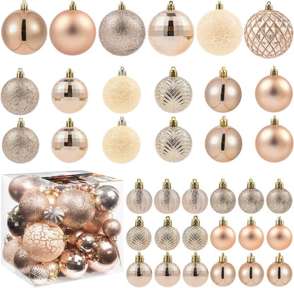 LANGXUN 36pcs Champagne Gold Christmas Tree Decorations Balls, Bolas De Navidad, 2025 Christmas