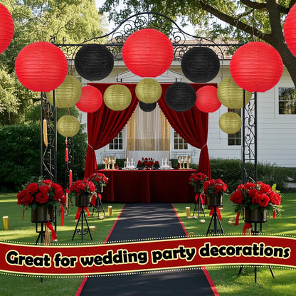 12Pcs Round Paper Lanterns Assorted Sizes (6" 8" 10" 12") for Home Decor, Wedding, Birthday