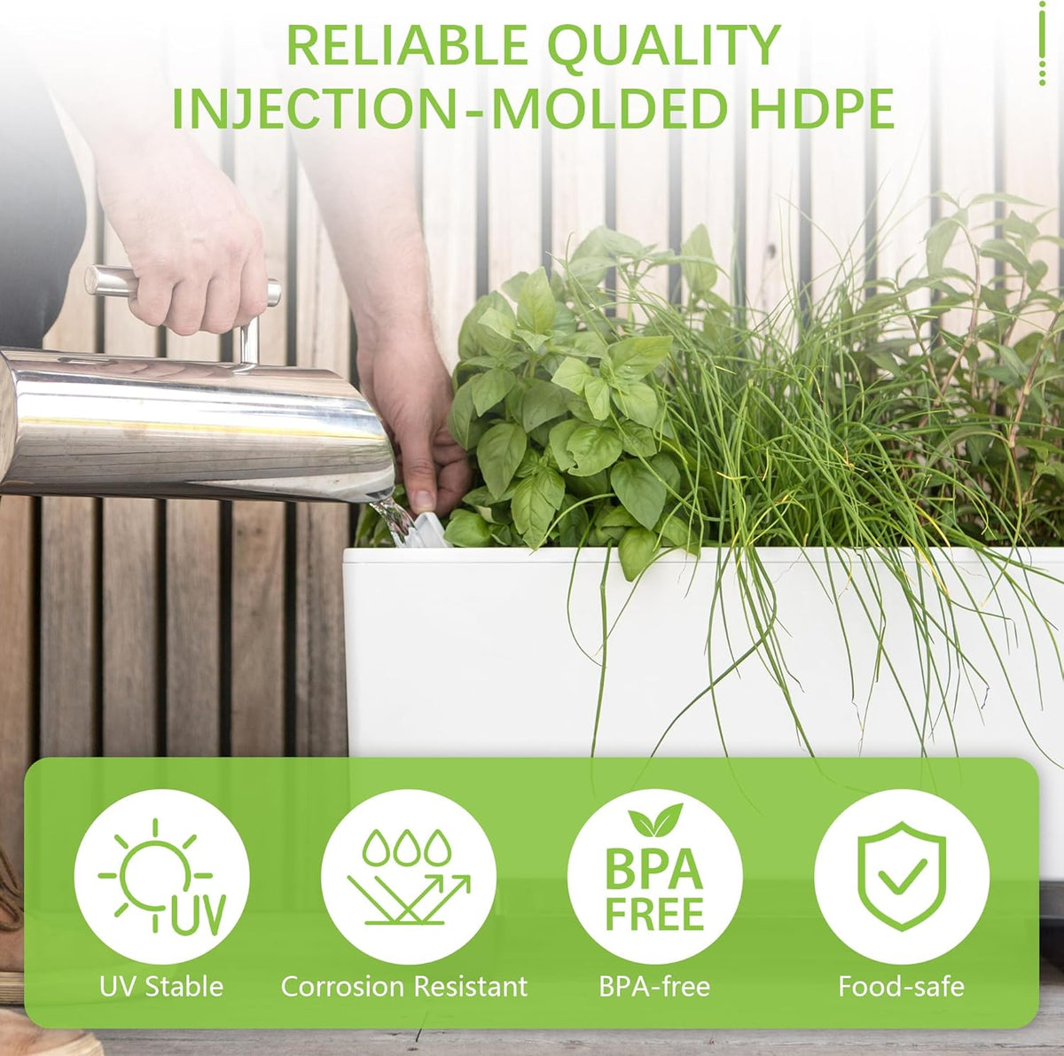 Glowpear Self-Watering Mini Bench Planter - 23.6" in Pot, Free Standing, UV Stable, Scalable