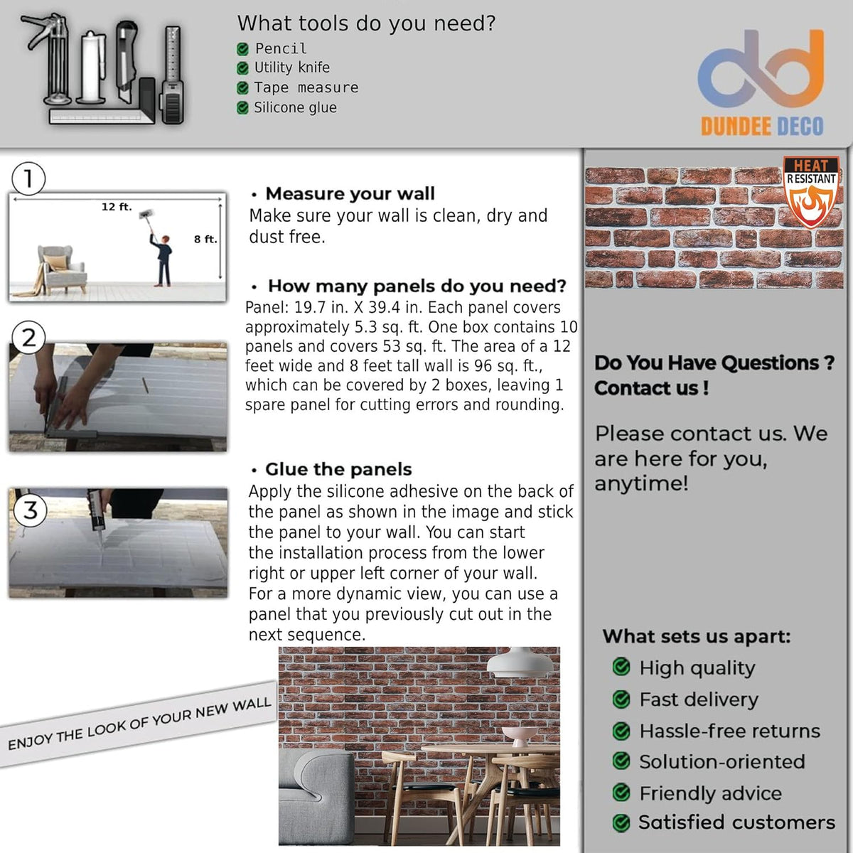 Dundee Deco 3D Wall Panels Faux Brick - Cladding, Mahogany Stone Look Wall Paneling, Styrofoam