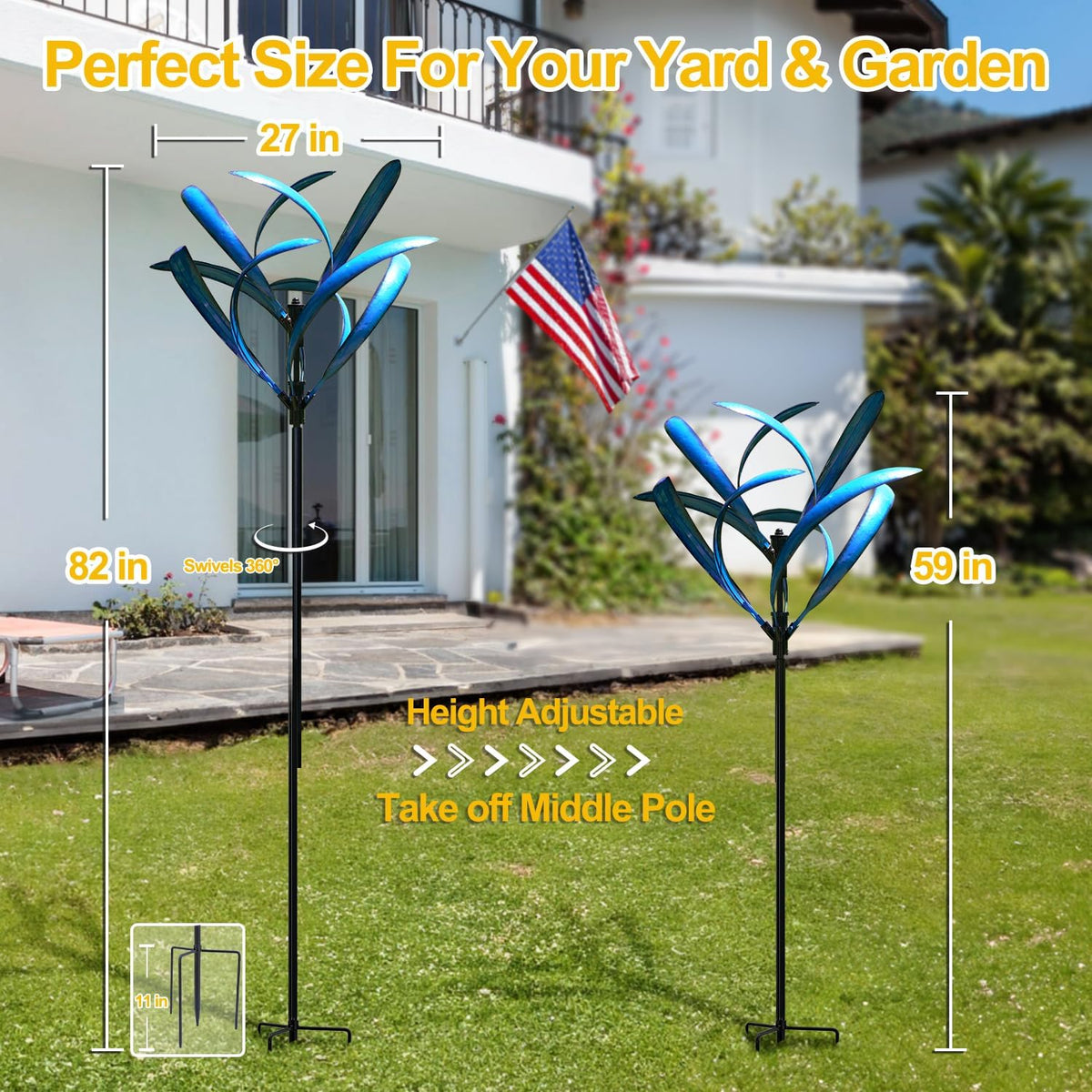LimeHill Wind Spinner for Yard and Garden - Large Metal Kinetic Wind Sculptures for Outdoor