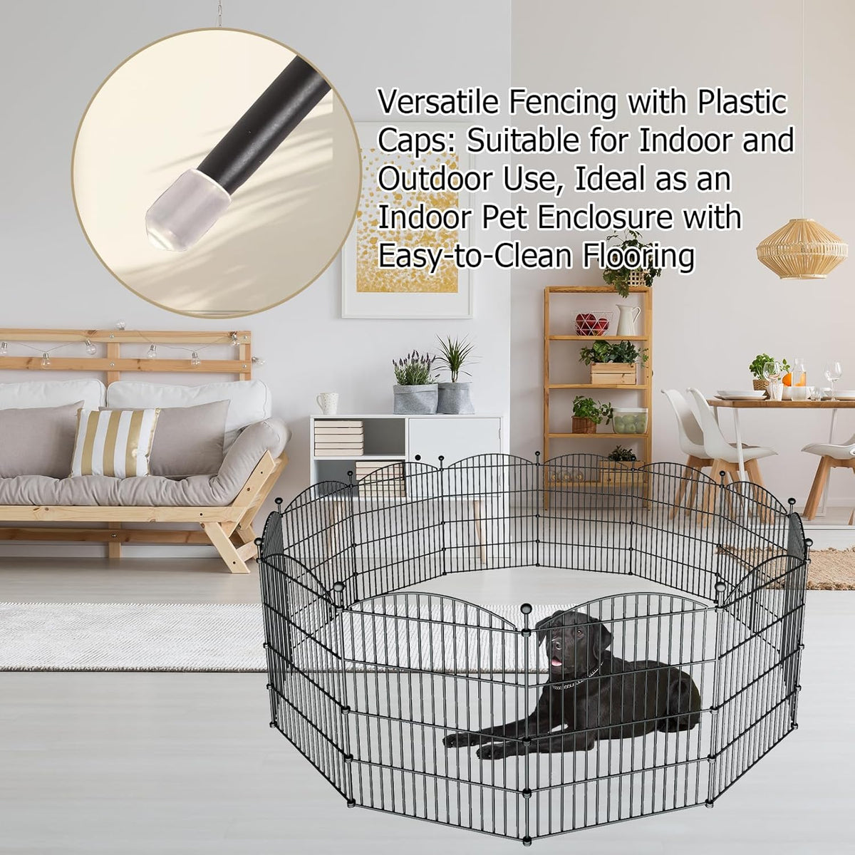 10 Panels Garden Fence Dog Fence Outdoor for Yard, 32in H x 23.6ft L Rustproof Metal Fencing with
