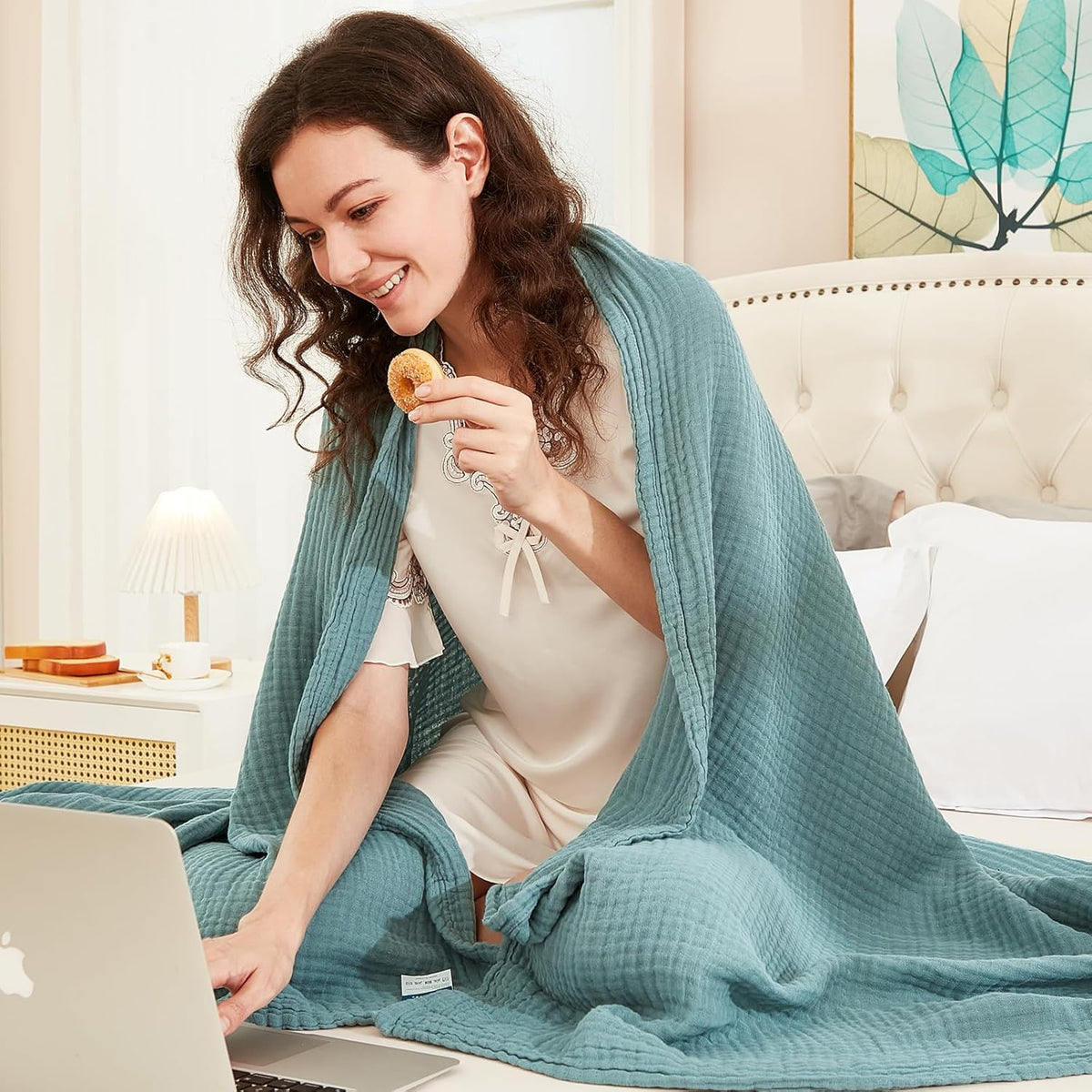 EMME Cotton Blanket Twin XL for Bed Soft Muslin Blankets 66"x90" Lightweight Breathable Layering