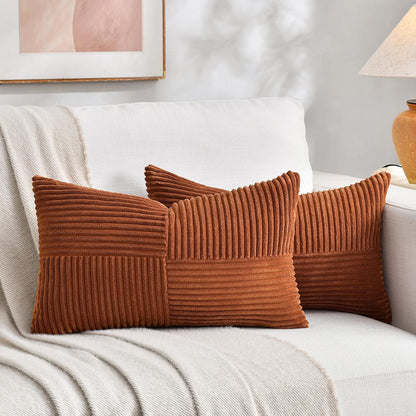 Fancy Homi 2 Packs Rust Long Lumbar Decorative Throw Pillow Covers 16x24 Inch for Couch Bed Sofa