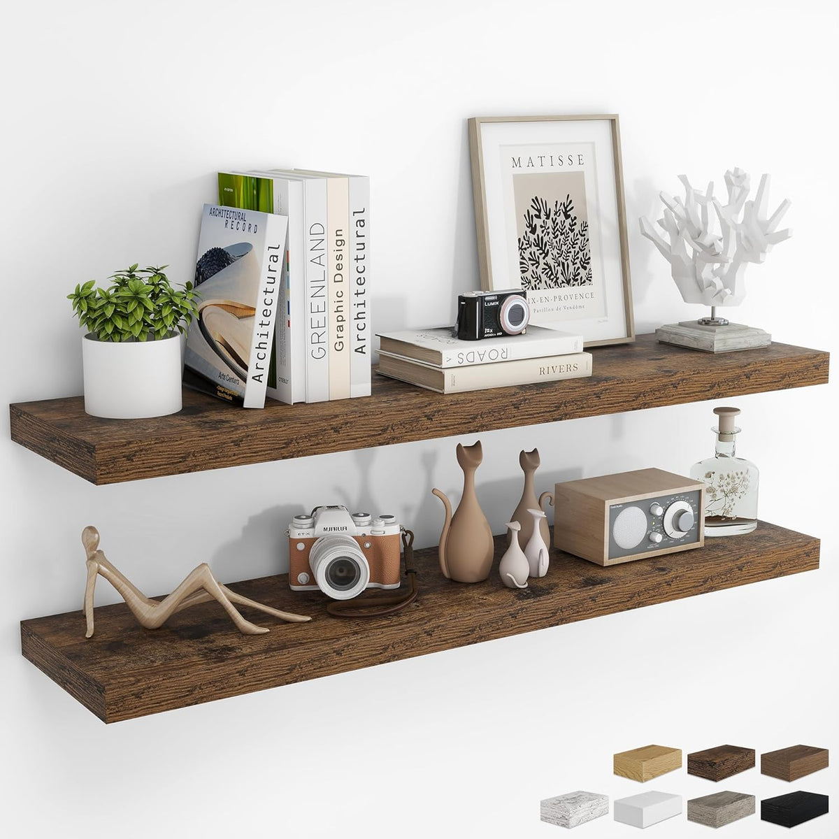 RICHFOCUS 48Inch Floating Shelves for Wall 2 Pack Shelves for Bedroom|Kitchen|Bathroom Wall Mounted