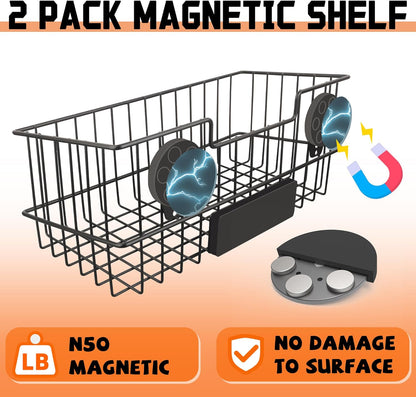 ULIBERMAGNET Magnetic Baskets, Large Capacity Metal Wire Mesh Basket Holder Organizer for Sundry